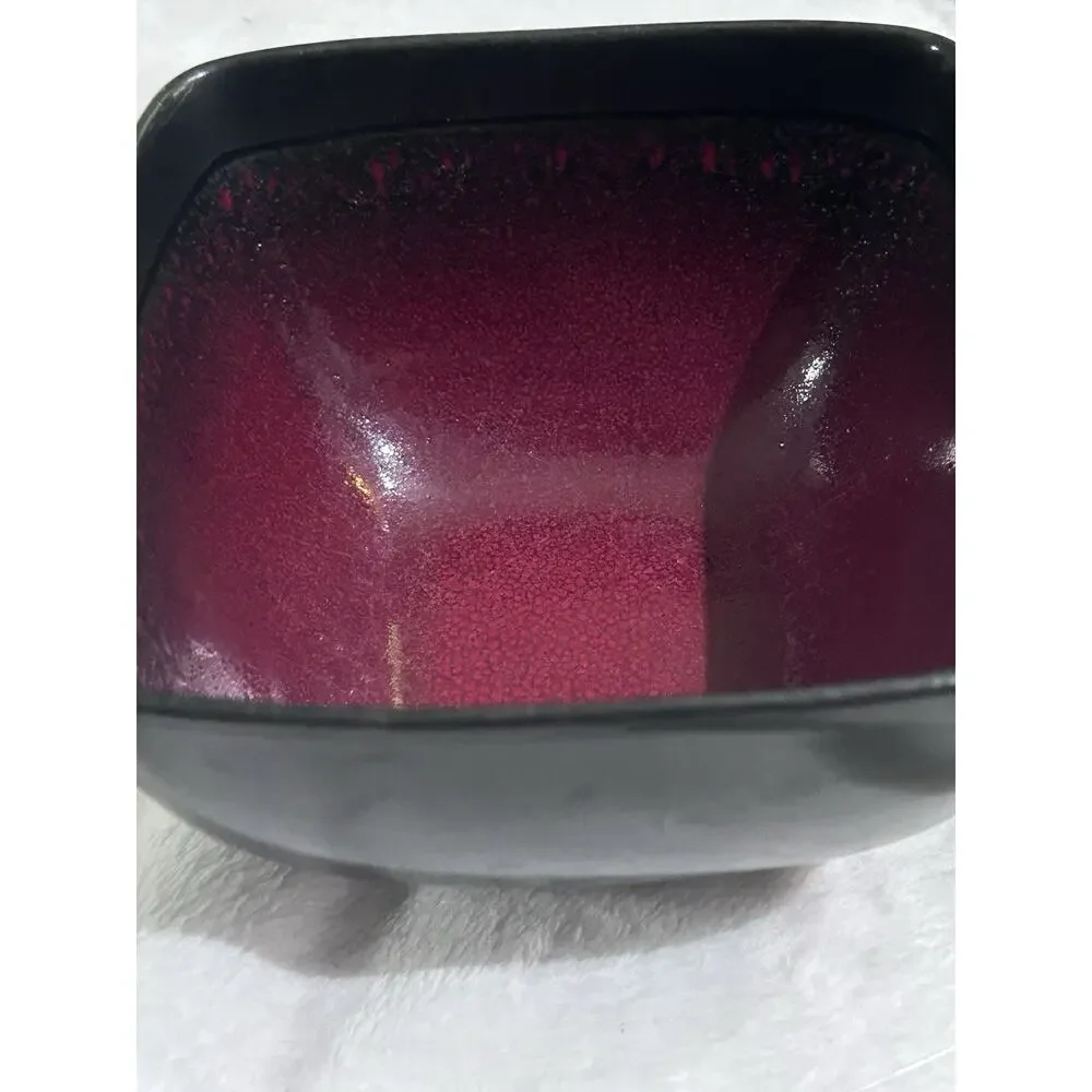 222 Fifth‎ Ravi Genuine Stoneware Single Bowl Red Black Cereal Soup